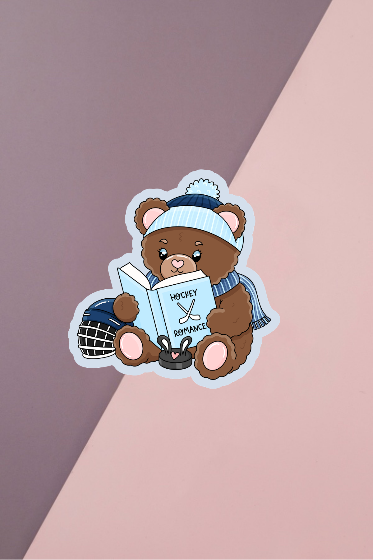 Hockey Romance Bear Sticker