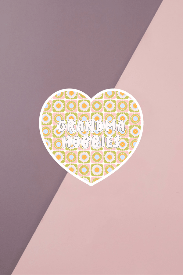 Grandma Hobbies Heart Sticker