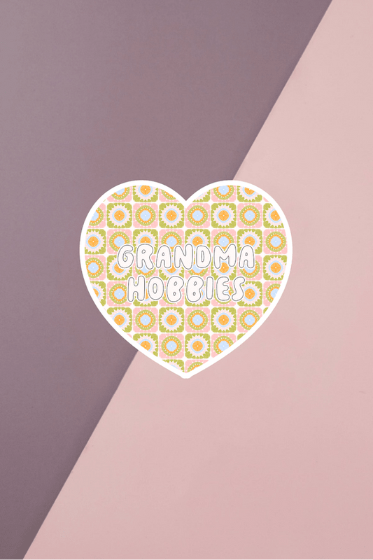 Grandma Hobbies Heart Sticker