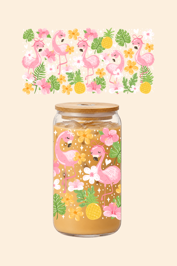 Flamingos Glass Tumbler