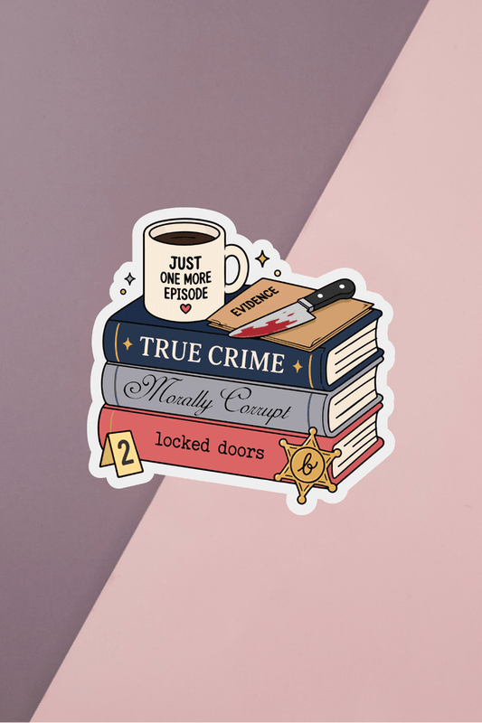 True Crime Book Stack Sticker