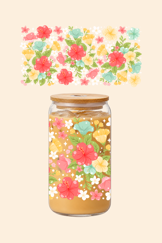 Hibiscus Glass Tumbler
