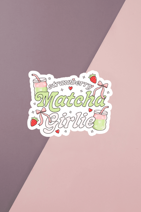 Strawberry Matcha Girlie Sticker