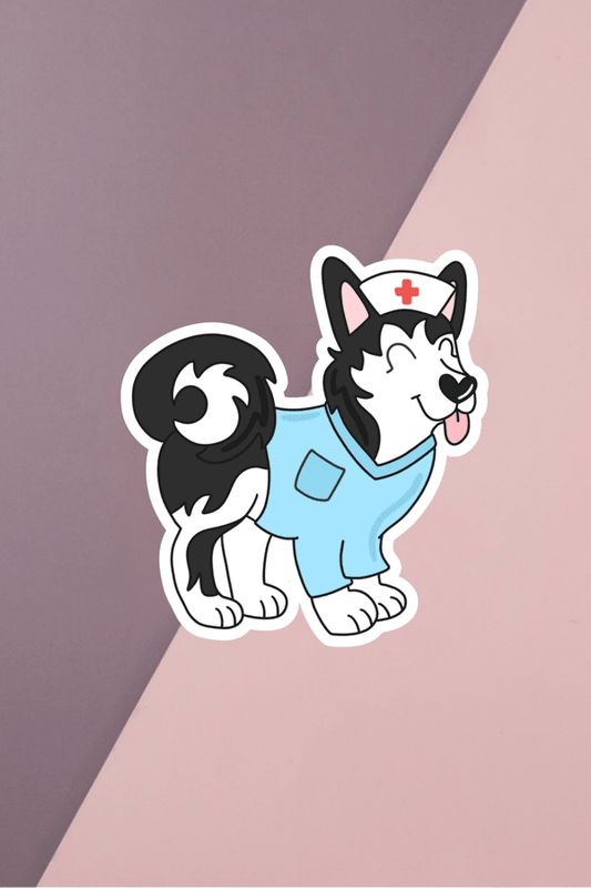 Husky Nurse Sticker