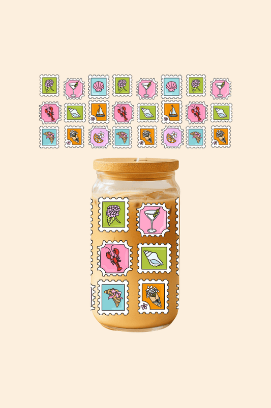 Summer Stamps Glass Tumbler