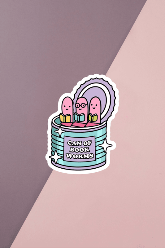 Can Of Bookworms Sticker