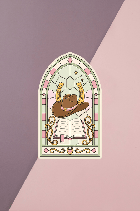Cowboy Stained Glass Sticker