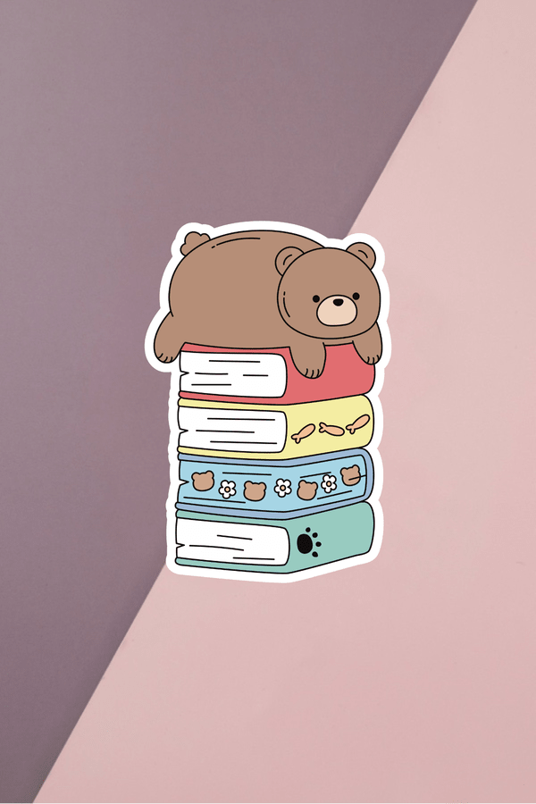 Bear Book Stack Sticker