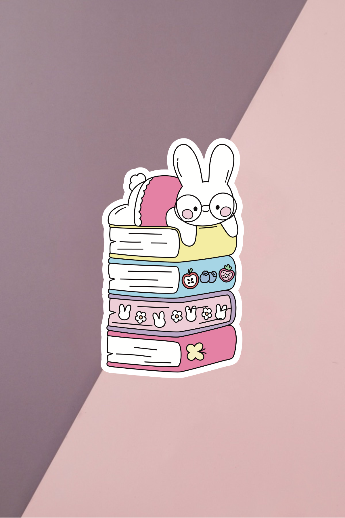 Bunny Book Stack Sticker
