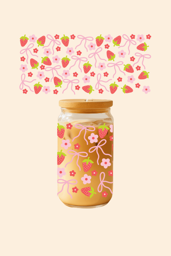 Strawberry Bow Glass Tumbler
