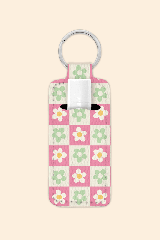 Checkered Daisy - Lip Balm Holder Keychain