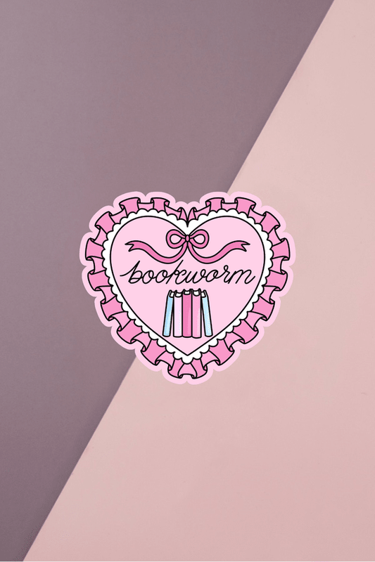 Bookworm Heart Sticker
