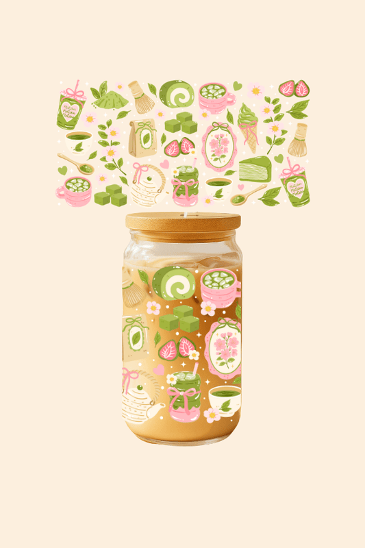 Matcha Icons Glass Tumbler