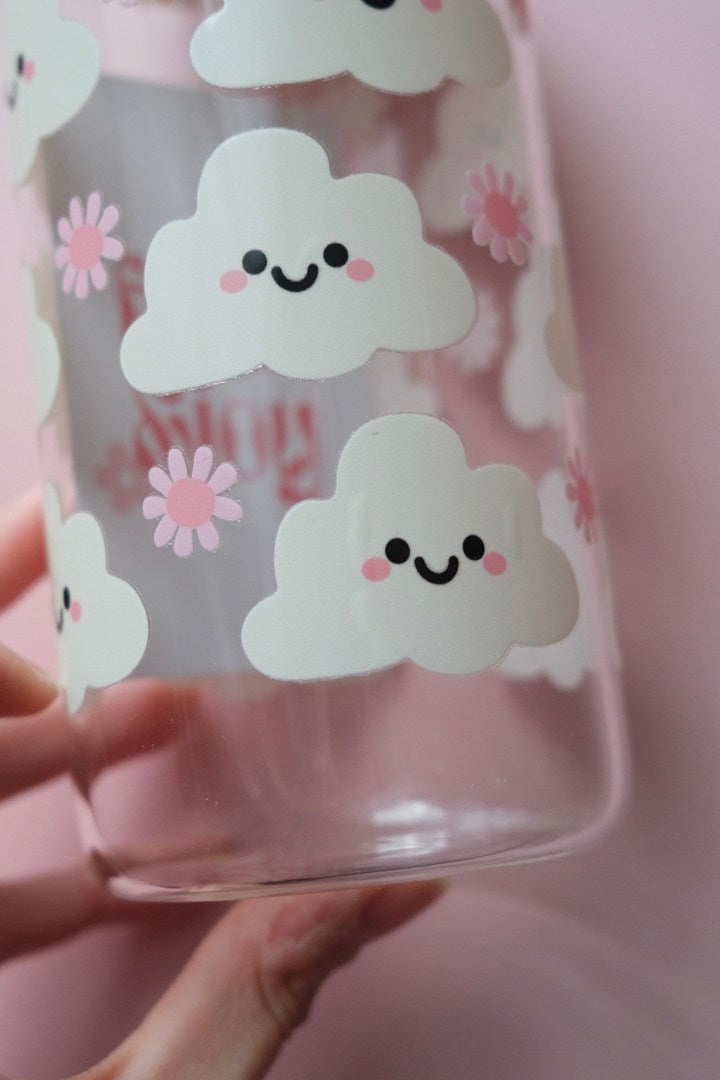 Happy Clouds Glass Tumbler (SECONDS)
