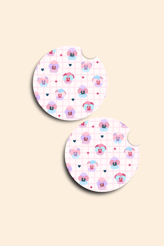 Pansy - 2 Pack Car Coasters