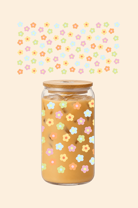 Mini Pastel Flowers Glass Tumbler