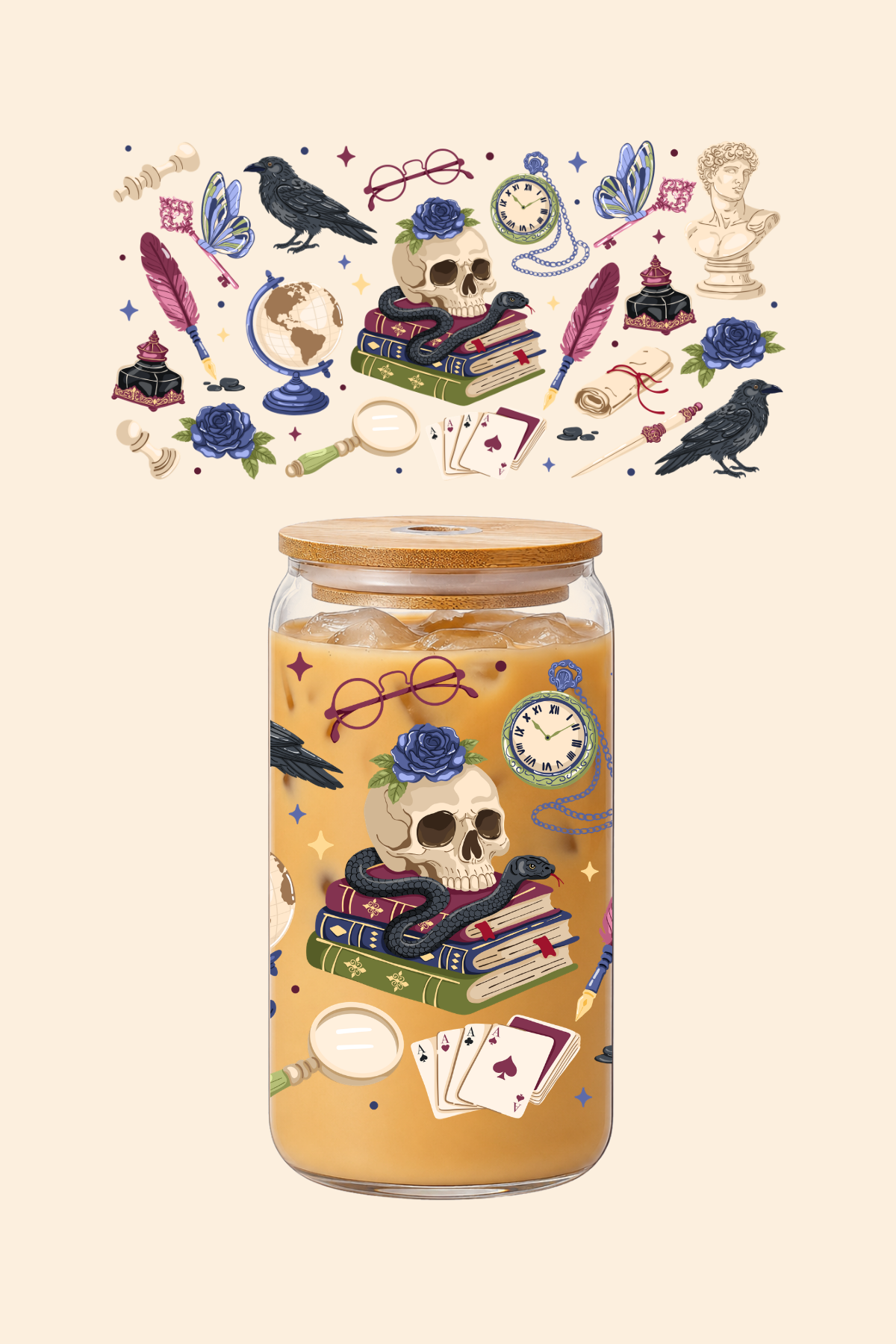 Dark Academia Glass Tumbler