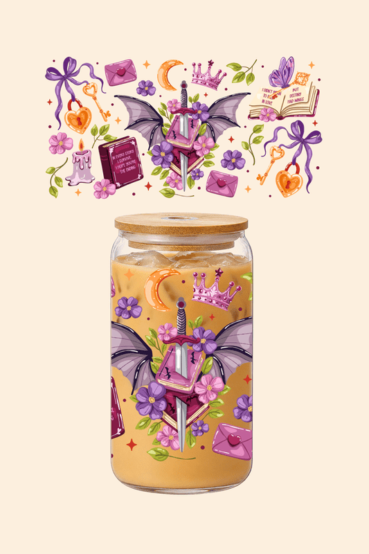 Purple Wing Romance Glass Tumbler