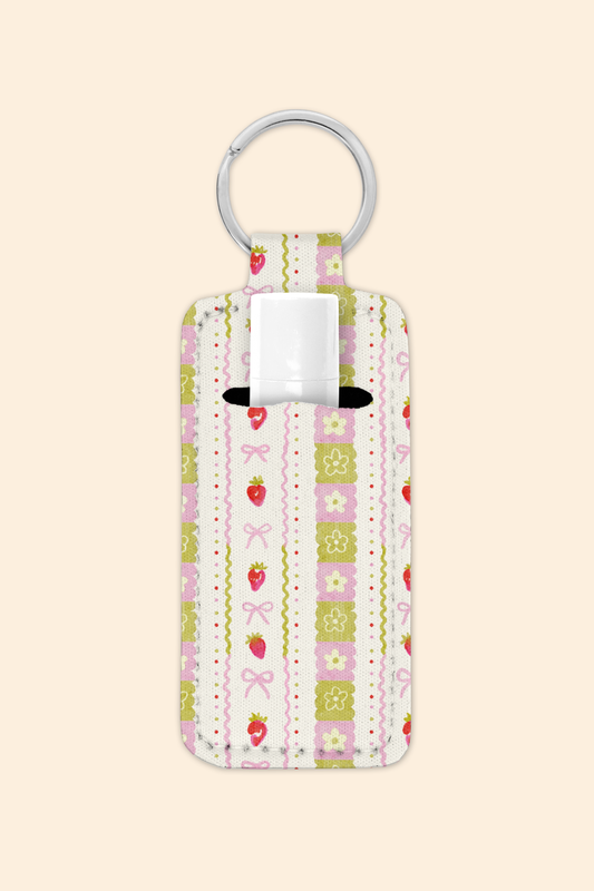Strawberry Ribbon - Lip Balm Holder Keychain