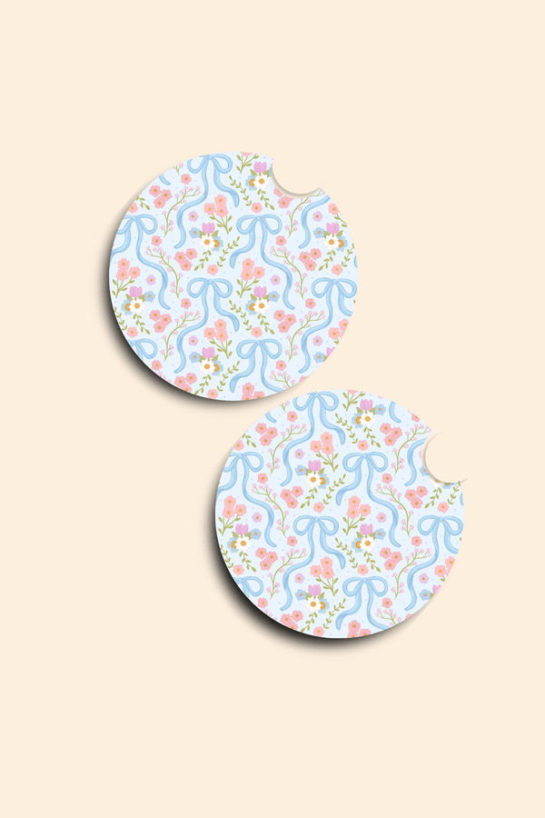 Floral Bows - 2 Pack Car Coasters