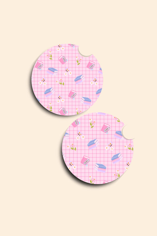 Bookish Floral - 2 Pack Car Coasters