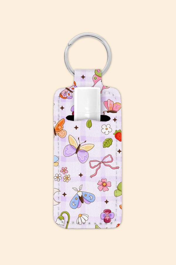Butterfly Garden - Lip Balm Holder Keychain