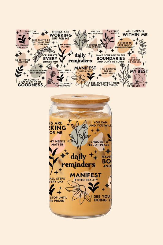 Daily Reminders Glass Tumbler