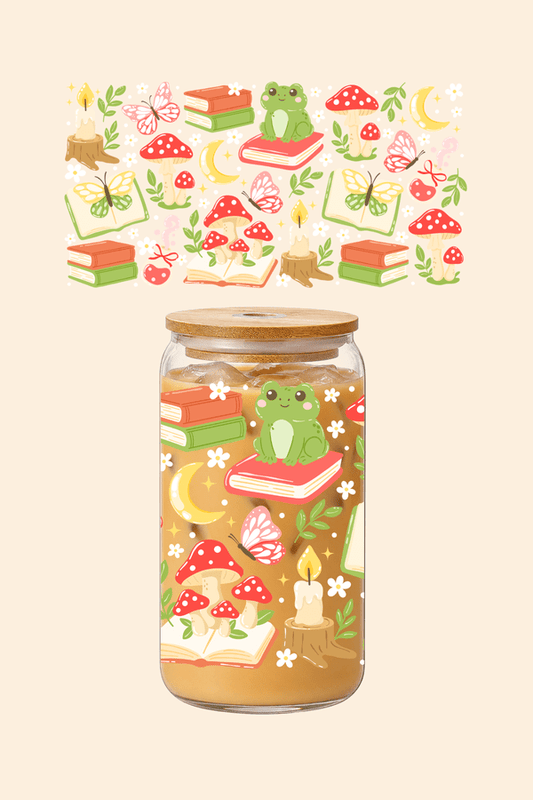 Froggy Cottagecore Glass Tumbler
