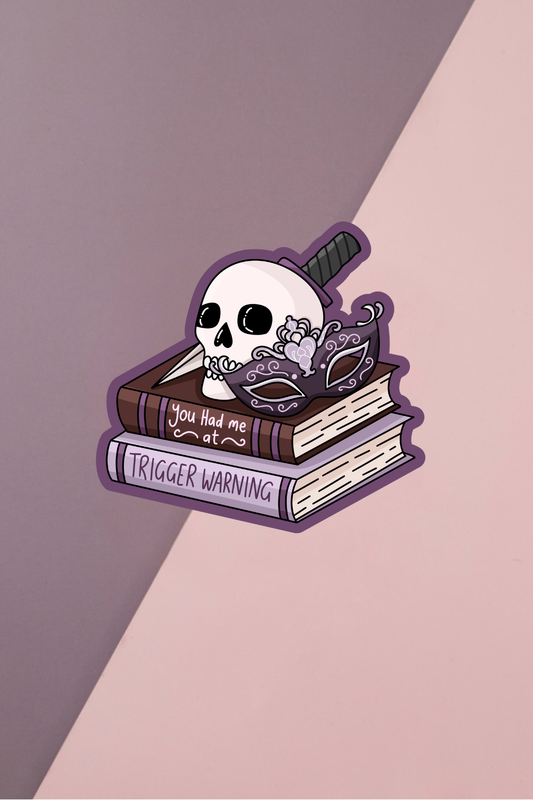 Trigger Warning Skull Sticker