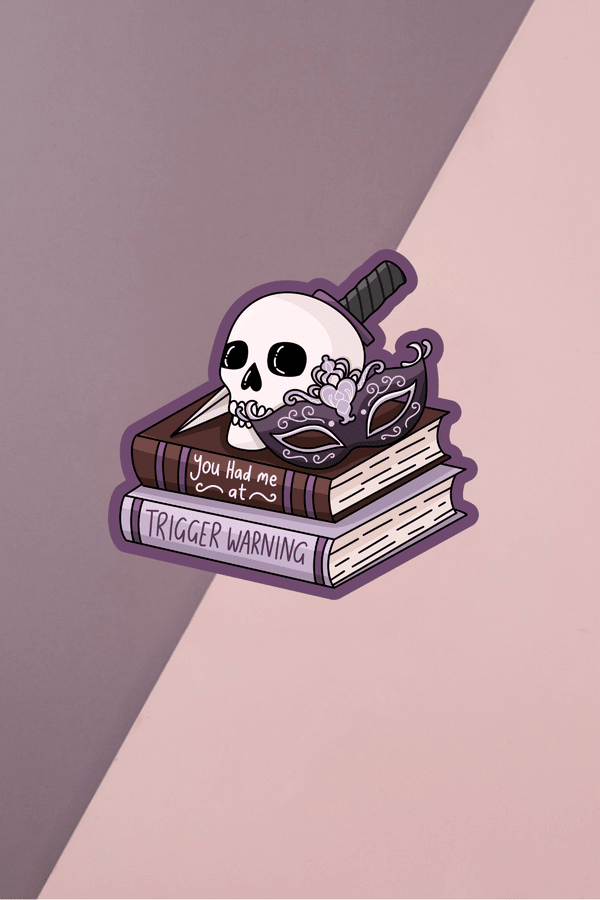 Trigger Warning Skull Sticker