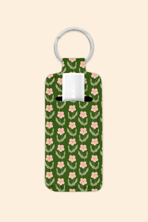 Flower Wallpaper - Lip Balm Holder Keychain