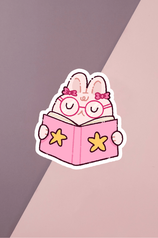 Star Bunny Reading Sticker