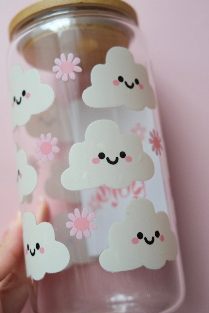 Happy Clouds Glass Tumbler (SECONDS)
