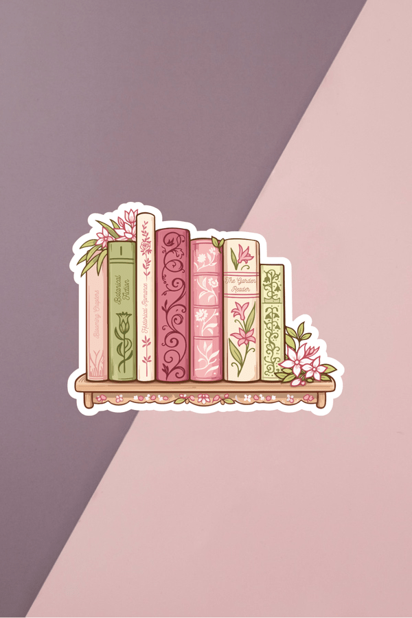 Floral Garden Books Sticker