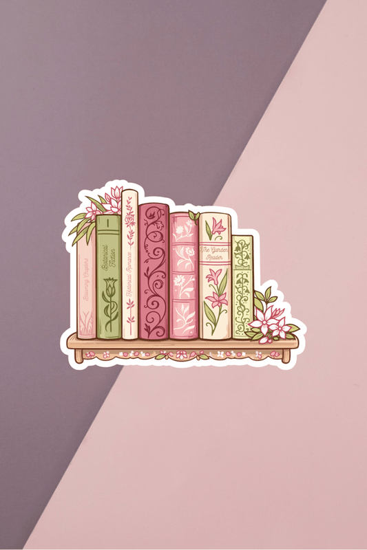 Floral Garden Books Sticker