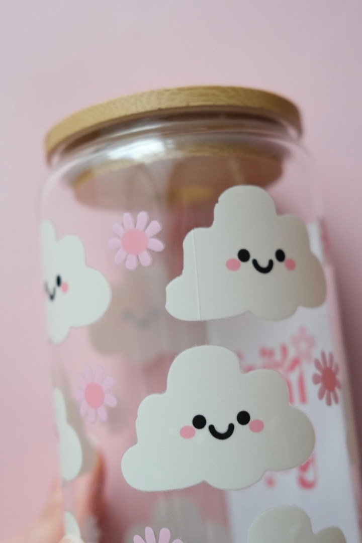 Happy Clouds Glass Tumbler (SECONDS)