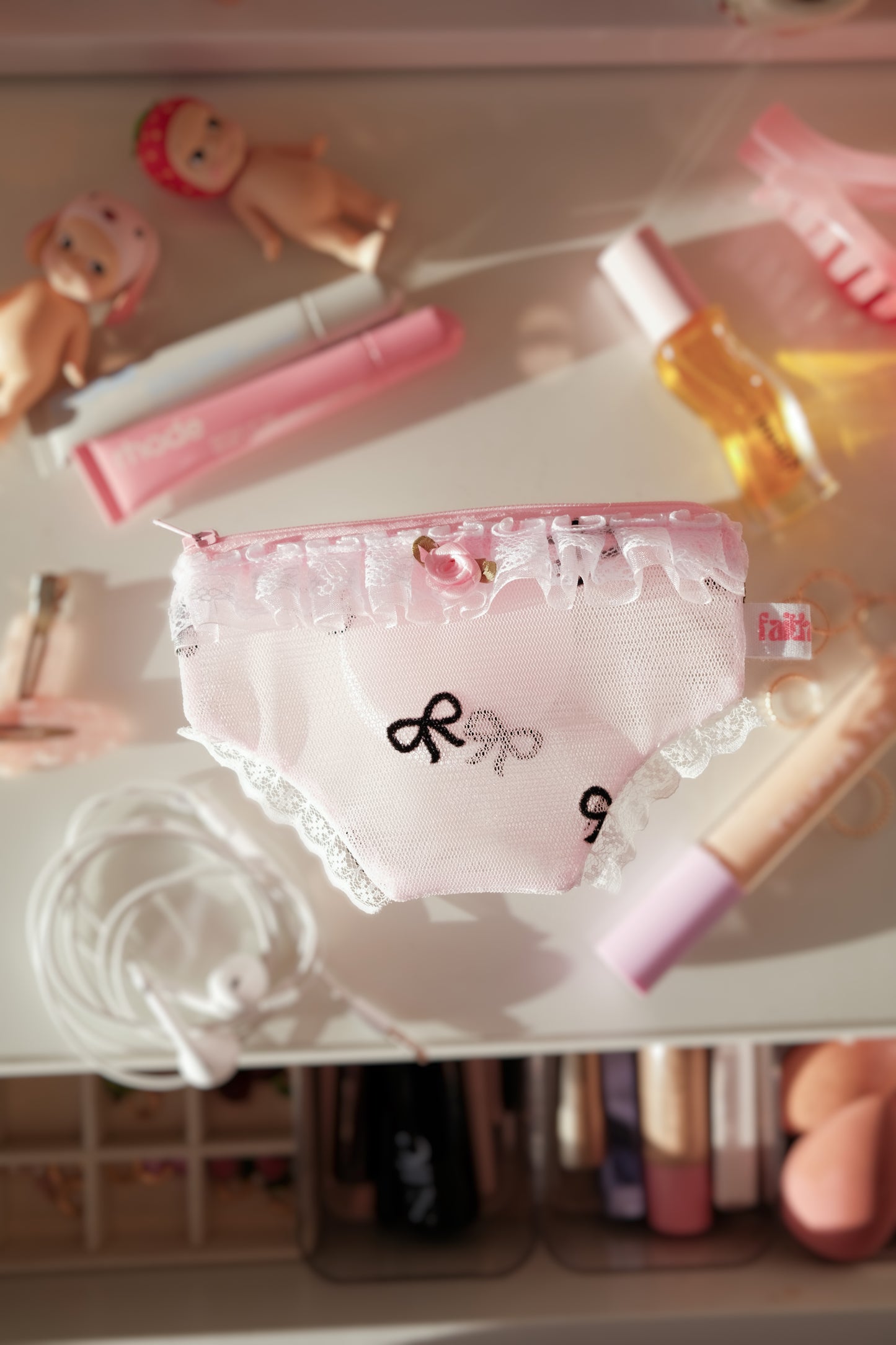 Black Bows Panty Pouch