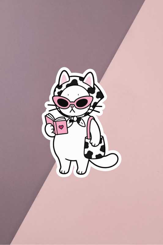 Reading Cat Sticker