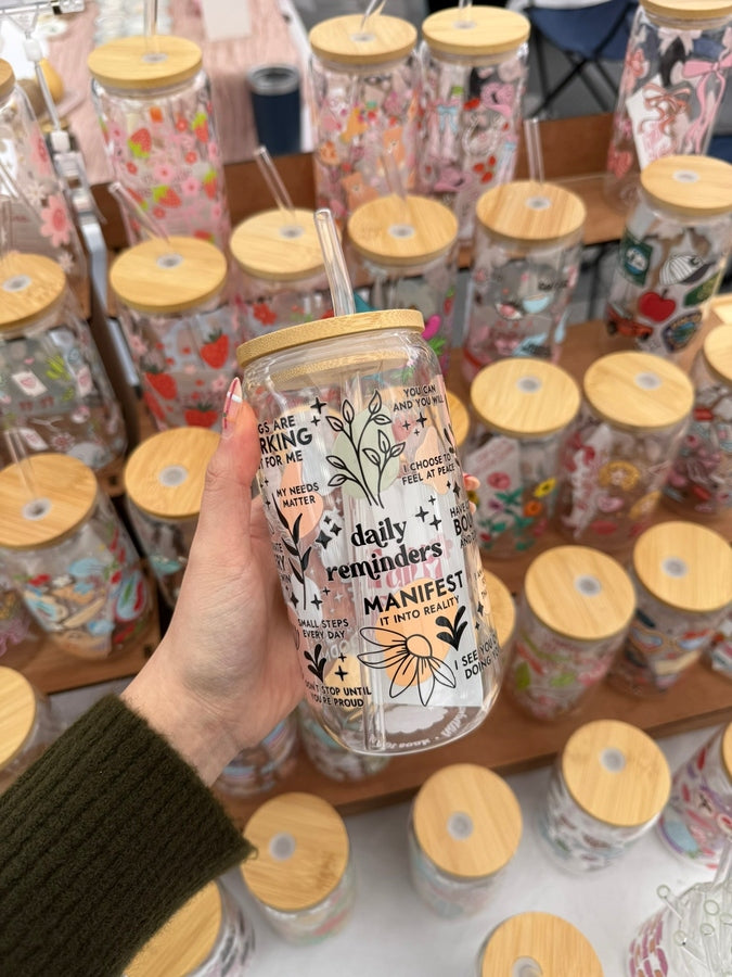 Daily Reminders Glass Tumbler