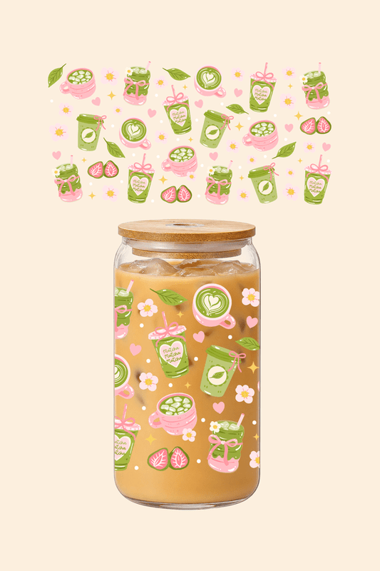 Matcha Icons Glass Tumbler