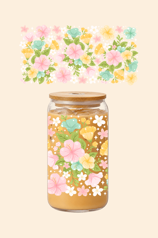 Pink Hibiscus Glass Tumbler
