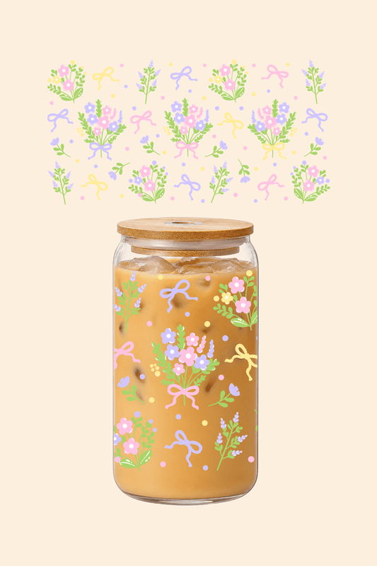 Flower Bouquet Glass Tumbler