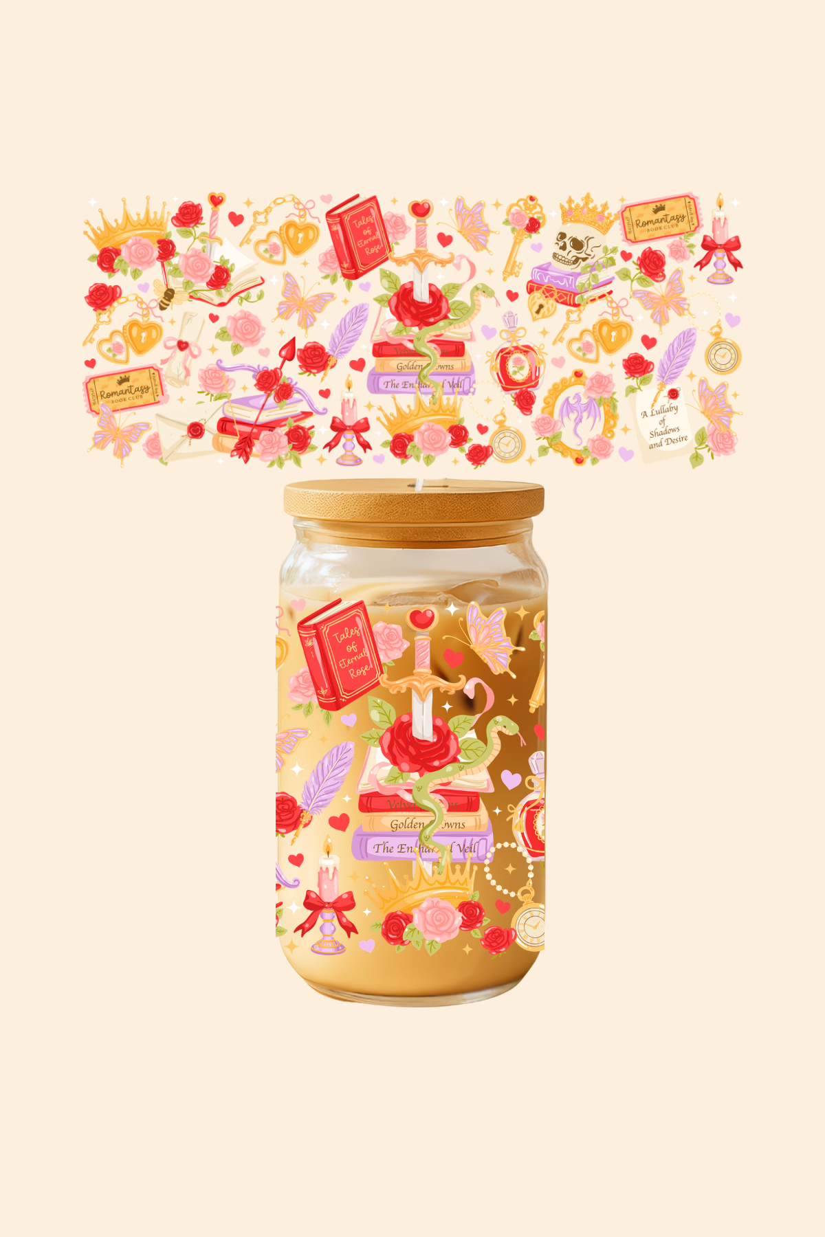 Romantasy Bookish Glass Tumbler