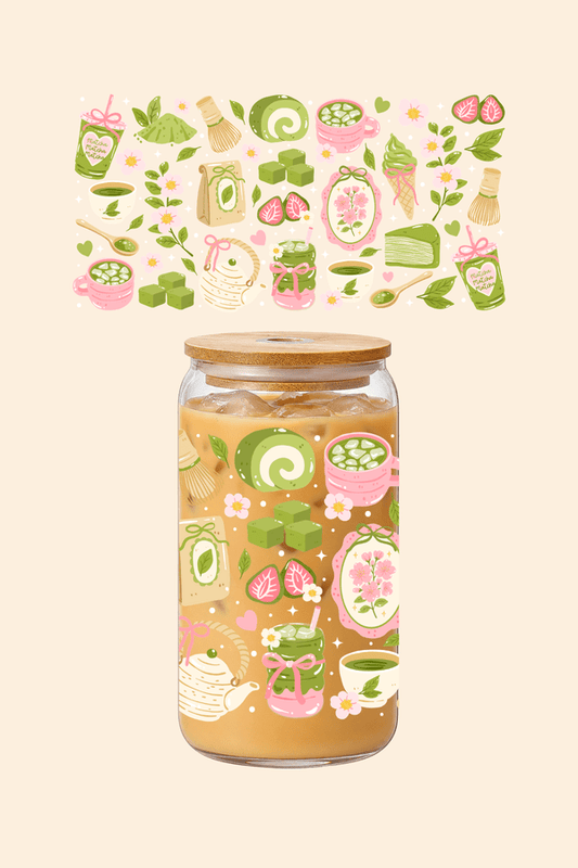Matcha Icons Glass Tumbler