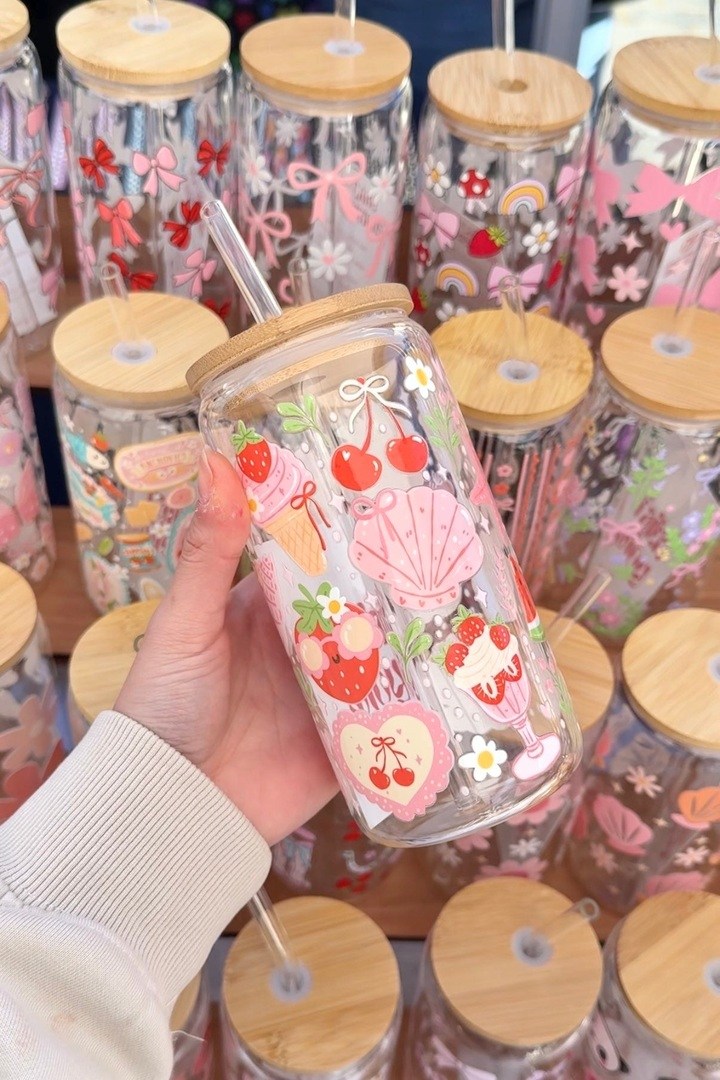 Cherry Bloom Glass Tumbler