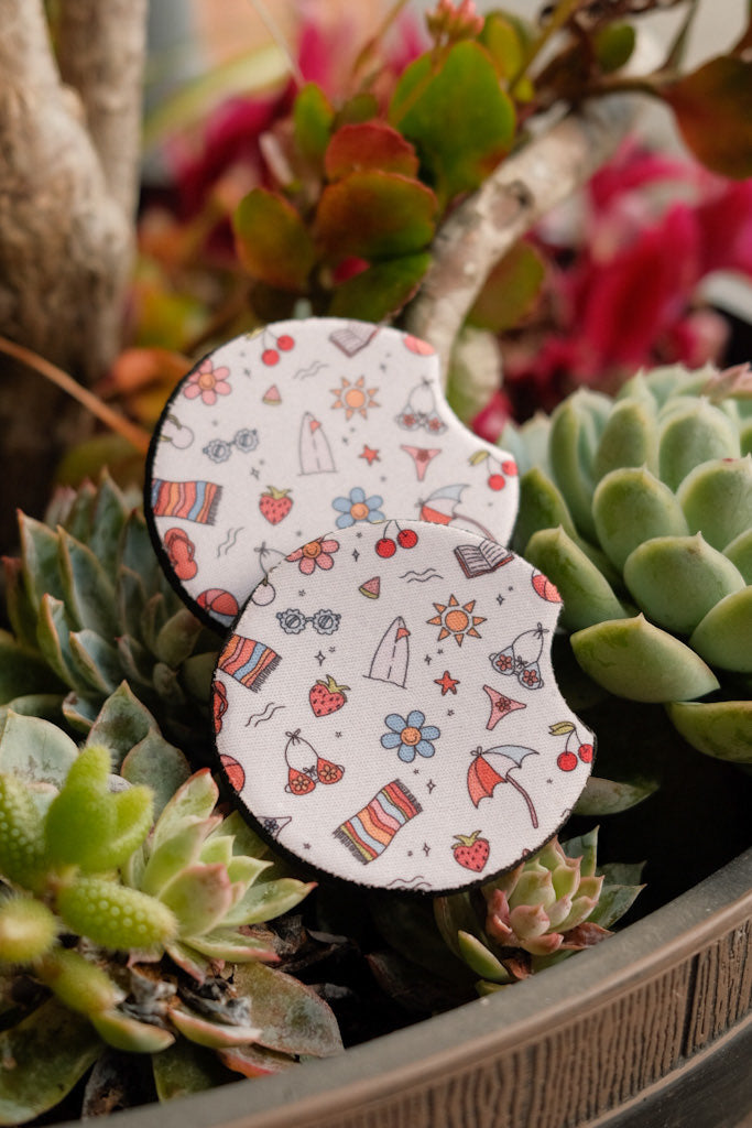 Summer Icons Car Coasters - 2 Pack