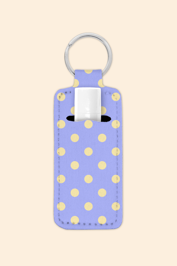 Periwinkle Butter Polka - Lip Balm Holder Keychain