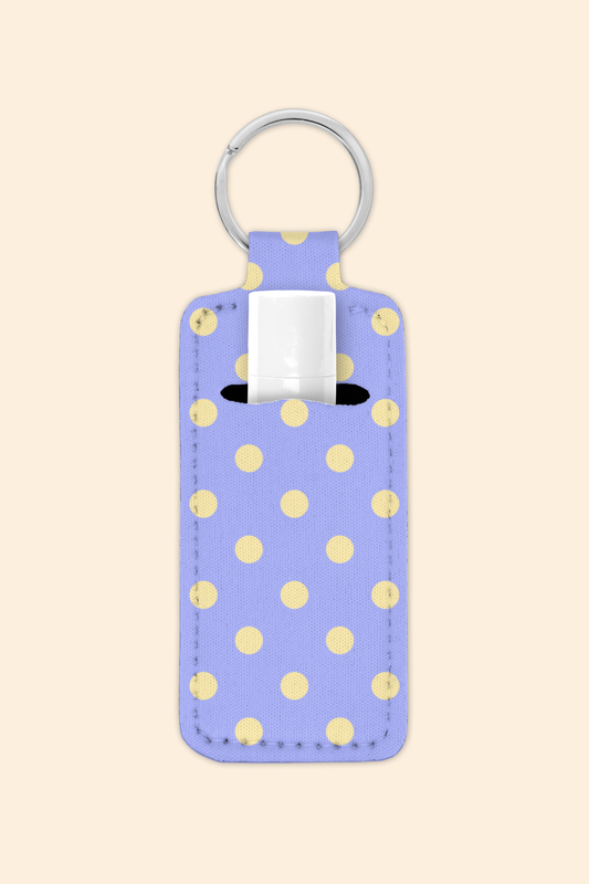 Periwinkle Butter Polka - Lip Balm Holder Keychain