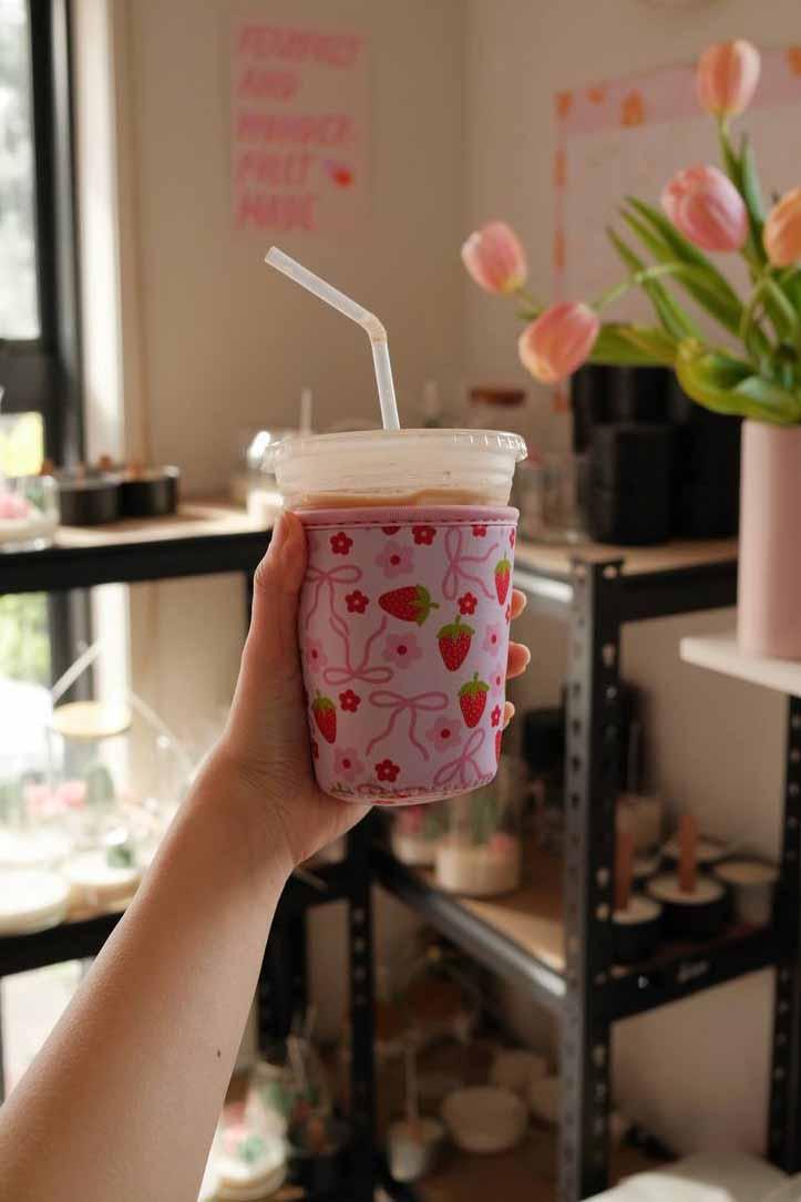 Strawberries & Bows Coffee Coozie - faith&joy