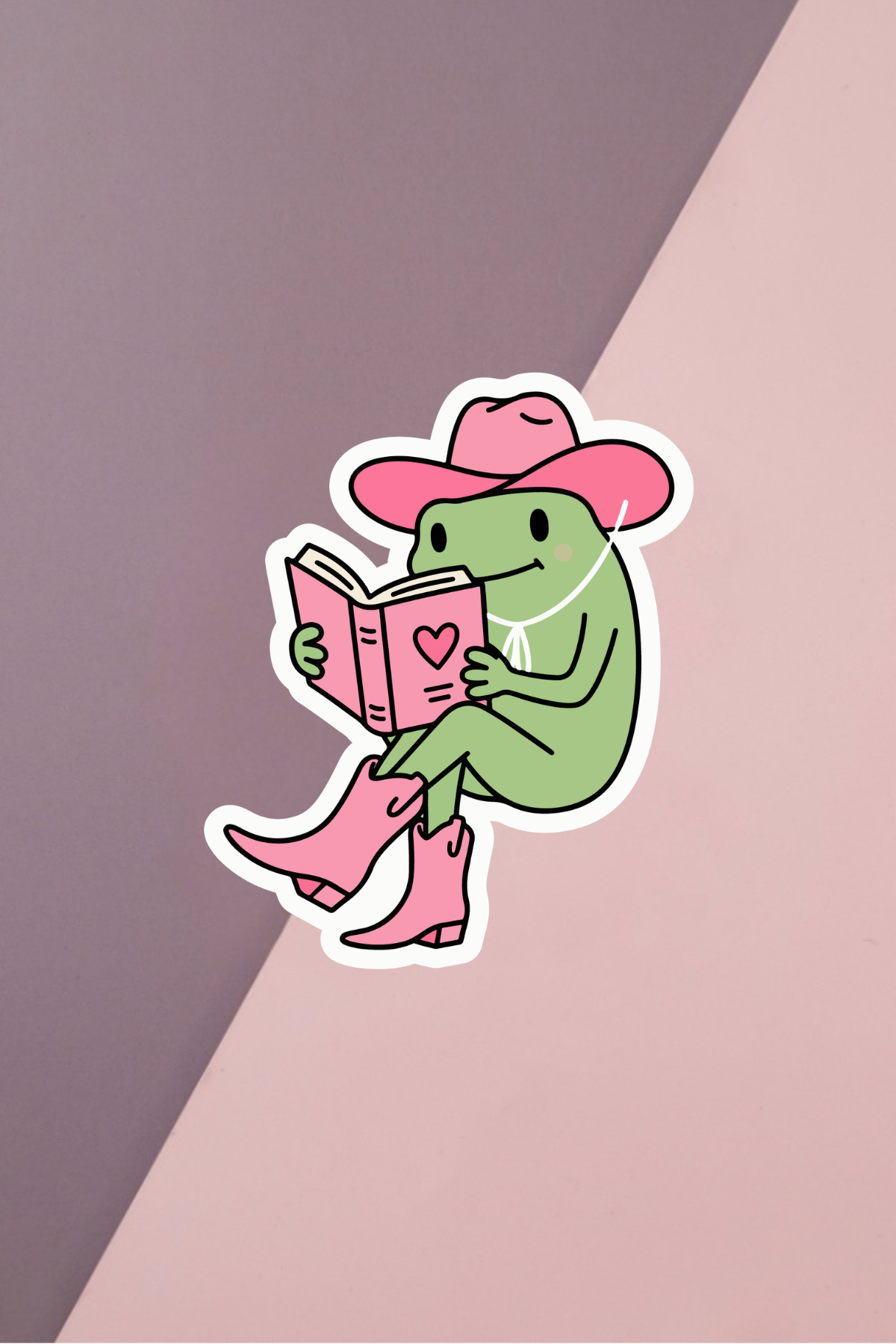 Cowboy Frog Reading Sticker